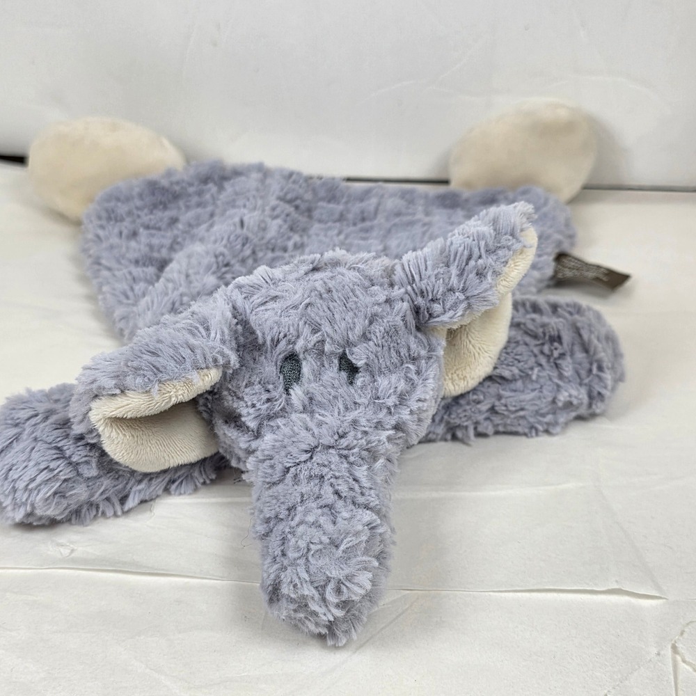 Demdaco Grey Elephant Plush Security Blanket Lovey Shaggy Fur rattles kidcore